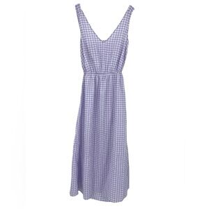 NWT Open Bow Back Lavender Gingham Long Dress Summer Midi Maxi Dress XL New